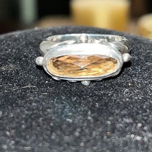 Vintage estate jadeite stone sterling ring,size 7.0